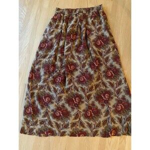 Retro 90’s Witchy Boho Grunge Earth Tones 100% Silk Maxi Skirt Size 14
